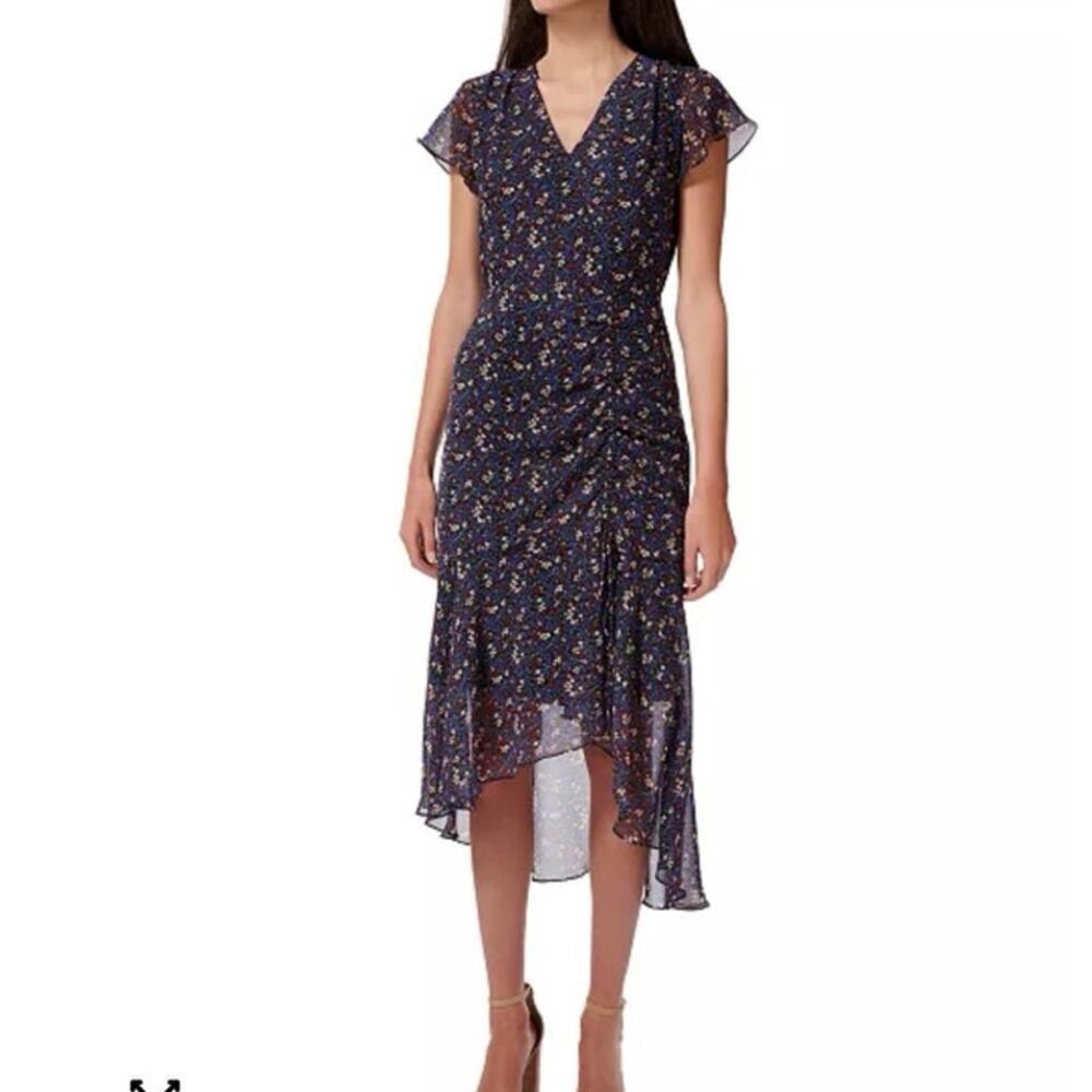 NWT Sam edelmans Ditsy-Print Ruched Midi Dress sz 2